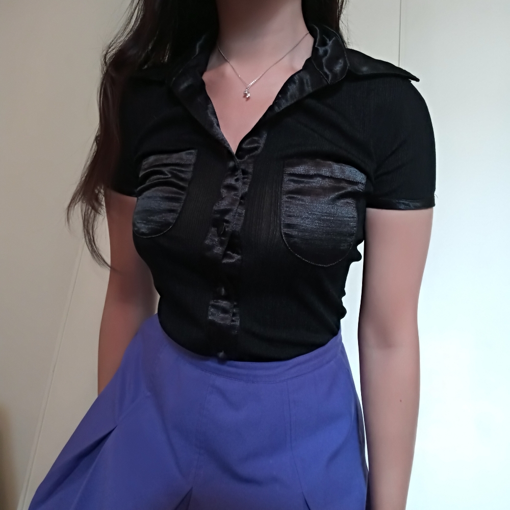 DONATED! Vintage Black Short Sleeve Blouse